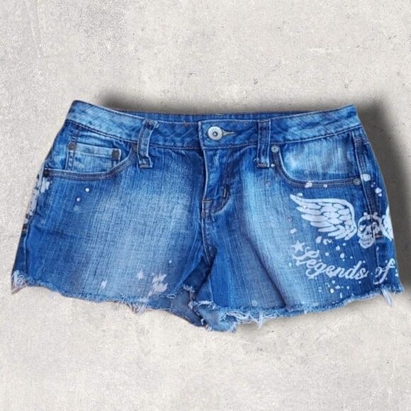 VANA DI EMBELLISHED CUT-OFF DENIM JEAN SHORTS - Picture 1 of 9